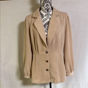 Anthropologie Current Air Women's Courtney Corduroy Blazer beige tan Large